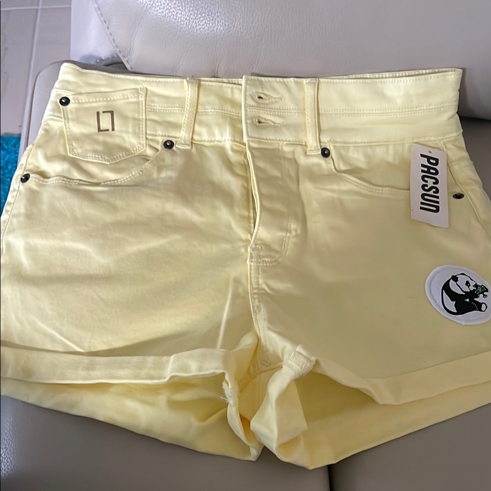 PacSun Yellow High Waist Denim Shorts